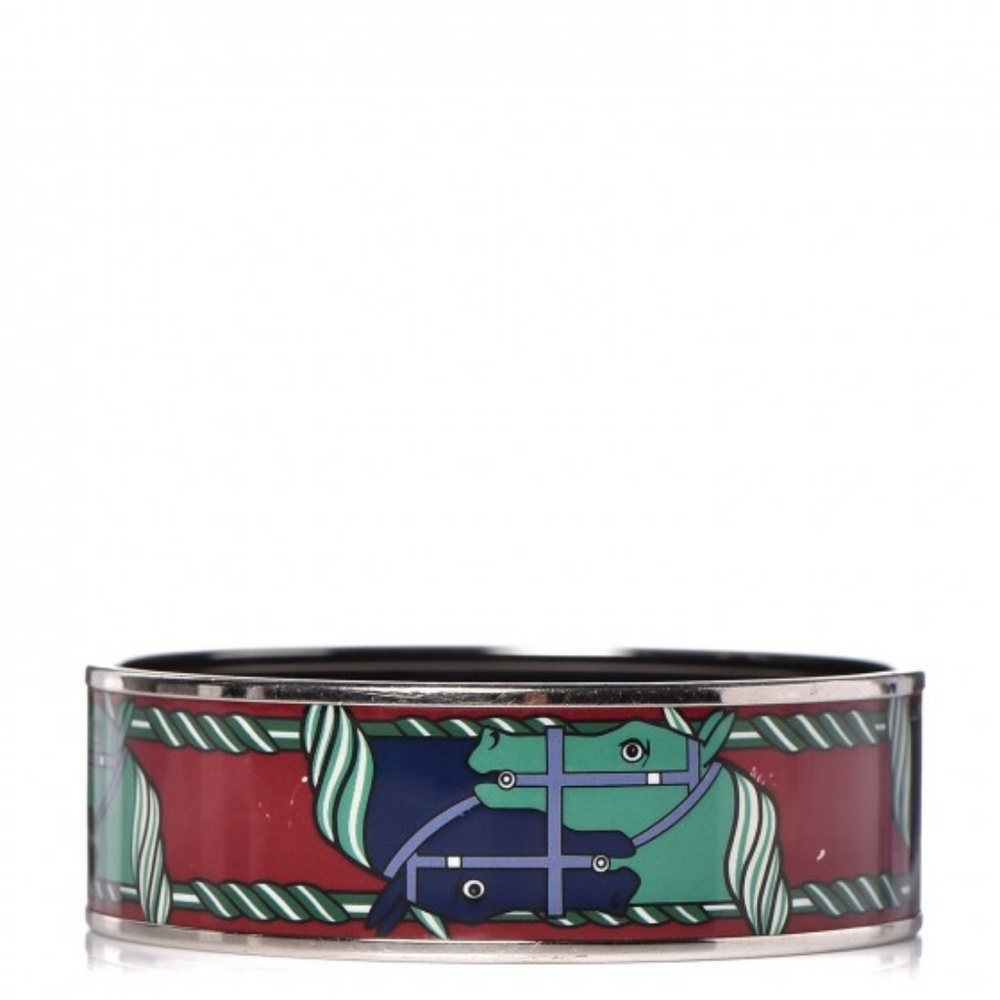 HERMES Enamel Printed Wide Quadrige Bracelet 75